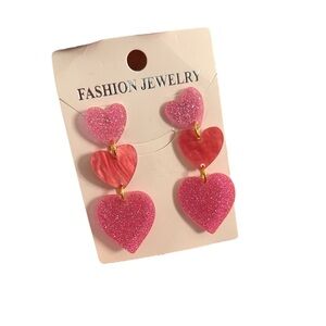 5/$25 Triple Heart Acrylic Earrings NWT